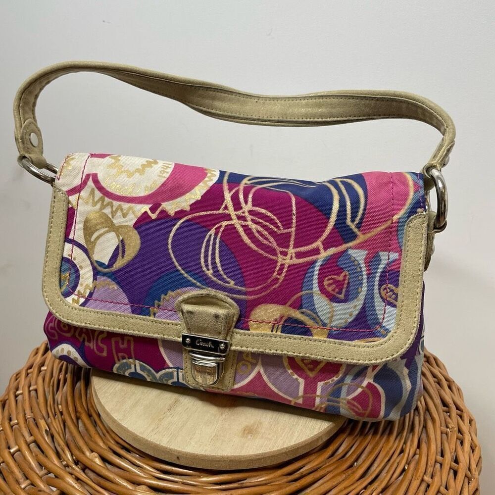 Coach Poppy C‎ Metallic Layla Graffiti Metallic Demi Satchel Shoulder Swing Bag - Picture 4 of 10